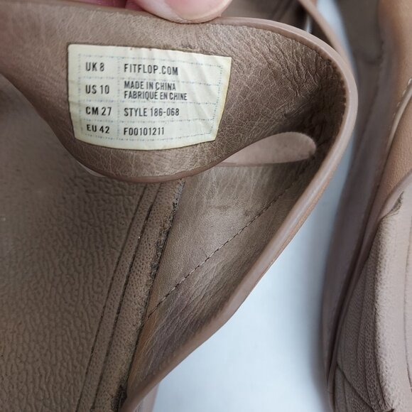 Fitflop Sling Sandal Women's 10 Straps Mink Taupe Toe Post Wobble Board Platform - Picture 13 of 15